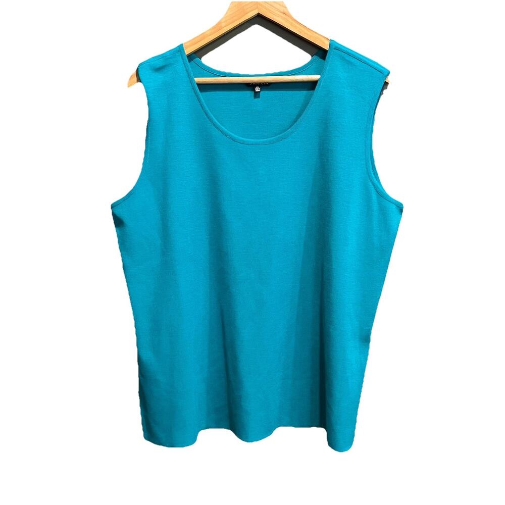 Misook Teal Green Classic Sleeveless Women's Acrylic Knit Shell Tank Top Size 1X